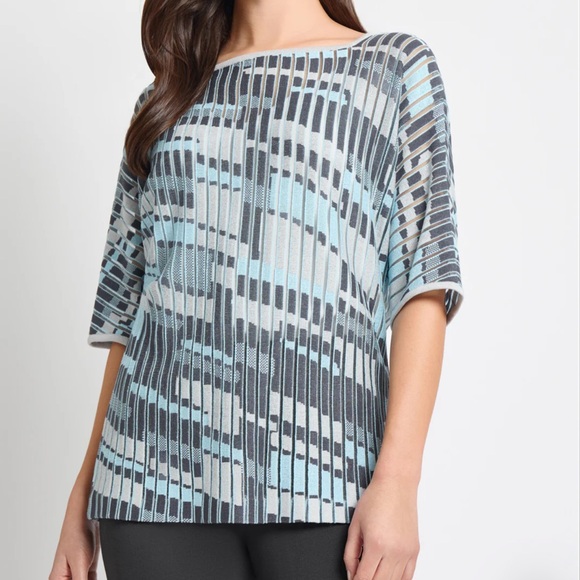 Ming Wang Tops - Ming Wang Sheer Burnout Jacquard Knit Tunic